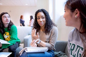 Students in discussion - UO stock image