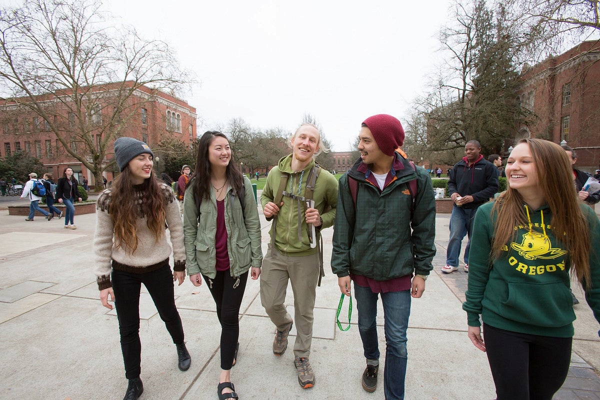 Students walking on campus