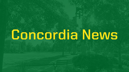 Banner with a green overlay over an image of UO Portland campus and the words "Concordia News" in yellow text